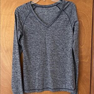 Zella Charcoal Heather V-Neck Long Sleeve Top